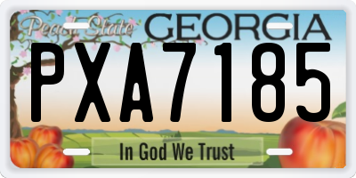 GA license plate PXA7185