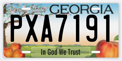 GA license plate PXA7191