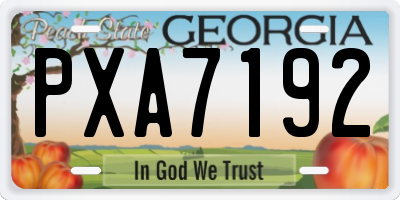 GA license plate PXA7192