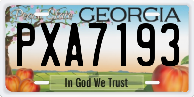 GA license plate PXA7193