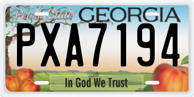 GA license plate PXA7194