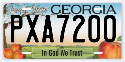 GA license plate PXA7200