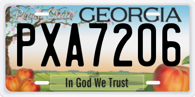 GA license plate PXA7206