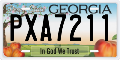 GA license plate PXA7211