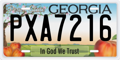 GA license plate PXA7216