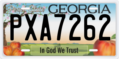 GA license plate PXA7262