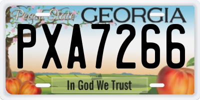 GA license plate PXA7266