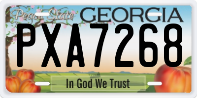 GA license plate PXA7268