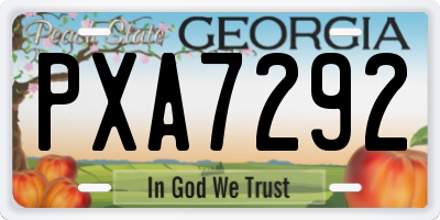 GA license plate PXA7292