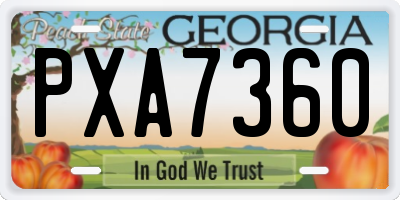 GA license plate PXA7360