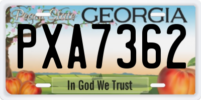 GA license plate PXA7362
