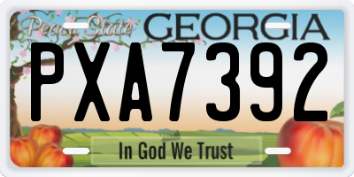 GA license plate PXA7392