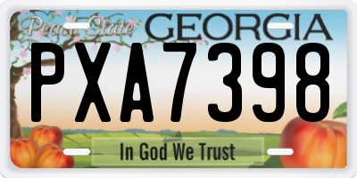 GA license plate PXA7398