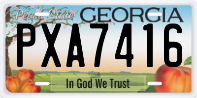 GA license plate PXA7416