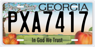 GA license plate PXA7417