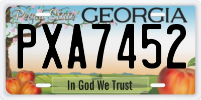 GA license plate PXA7452