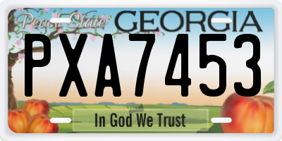 GA license plate PXA7453
