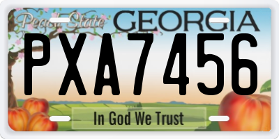 GA license plate PXA7456