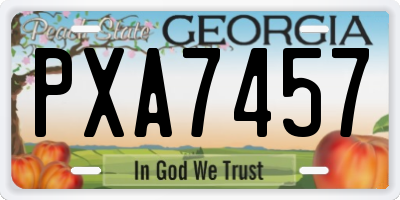 GA license plate PXA7457