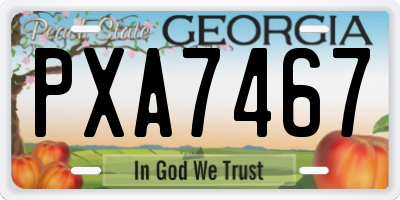 GA license plate PXA7467