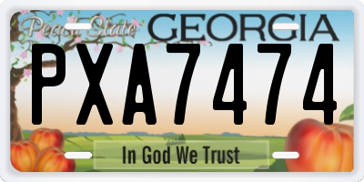 GA license plate PXA7474