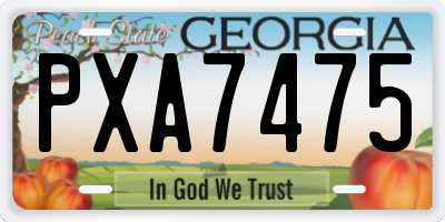 GA license plate PXA7475