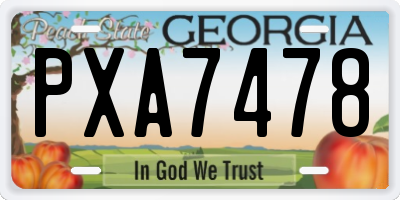 GA license plate PXA7478