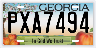 GA license plate PXA7494