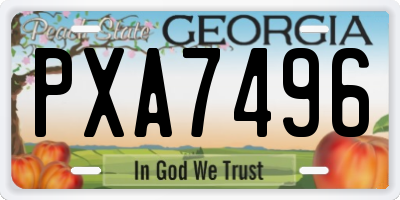 GA license plate PXA7496