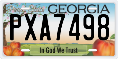 GA license plate PXA7498