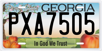 GA license plate PXA7505