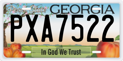 GA license plate PXA7522