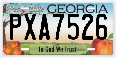 GA license plate PXA7526