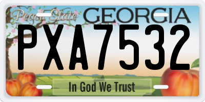 GA license plate PXA7532