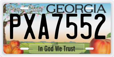 GA license plate PXA7552