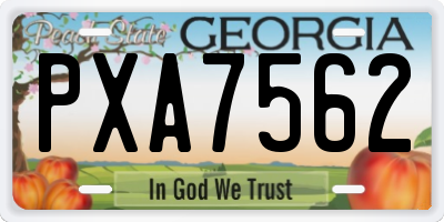 GA license plate PXA7562
