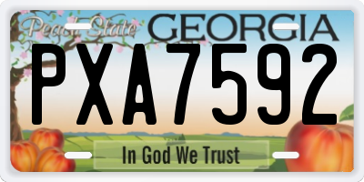 GA license plate PXA7592