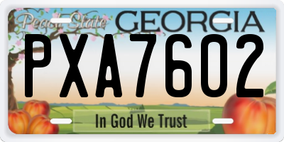 GA license plate PXA7602