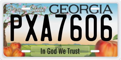 GA license plate PXA7606