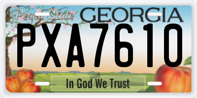 GA license plate PXA7610