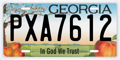 GA license plate PXA7612