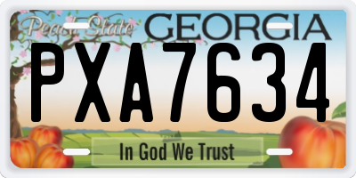 GA license plate PXA7634