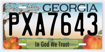 GA license plate PXA7643