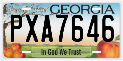 GA license plate PXA7646