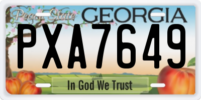 GA license plate PXA7649