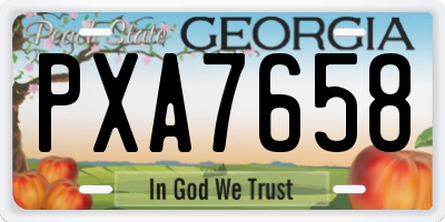 GA license plate PXA7658