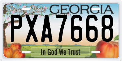 GA license plate PXA7668