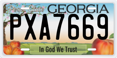 GA license plate PXA7669