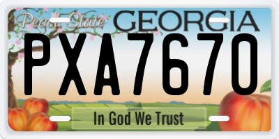 GA license plate PXA7670