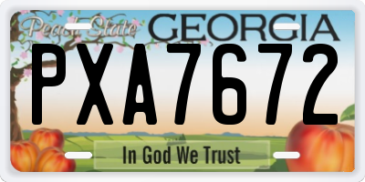 GA license plate PXA7672